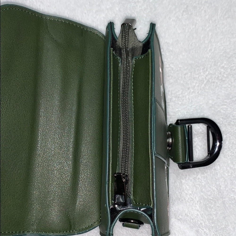 Army Green Embroidered Flower Vegan Leather Mini Crossbody - HP - Picture 2 of 3